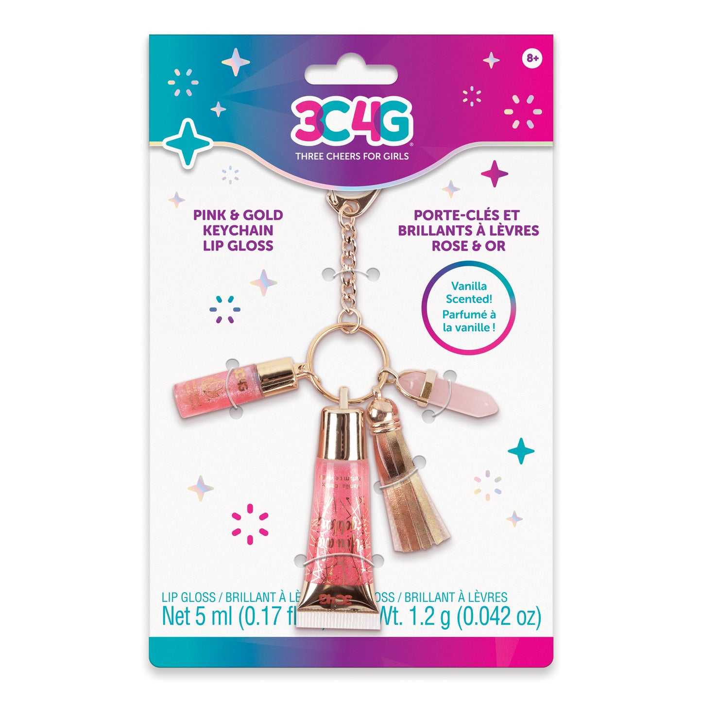 Pink & Gold Keychain Lip Gloss