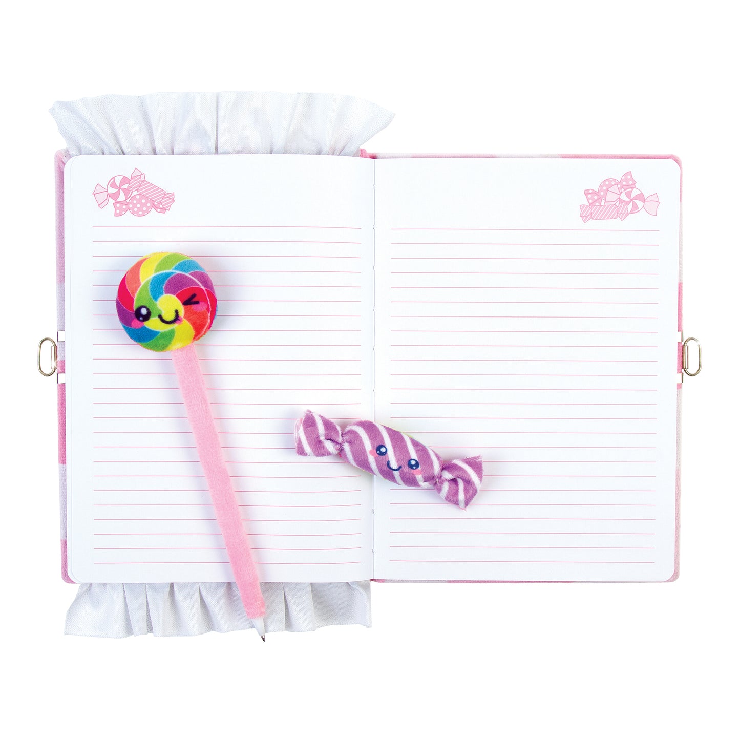 Candy Plush Pocket Locking Journal with Pen