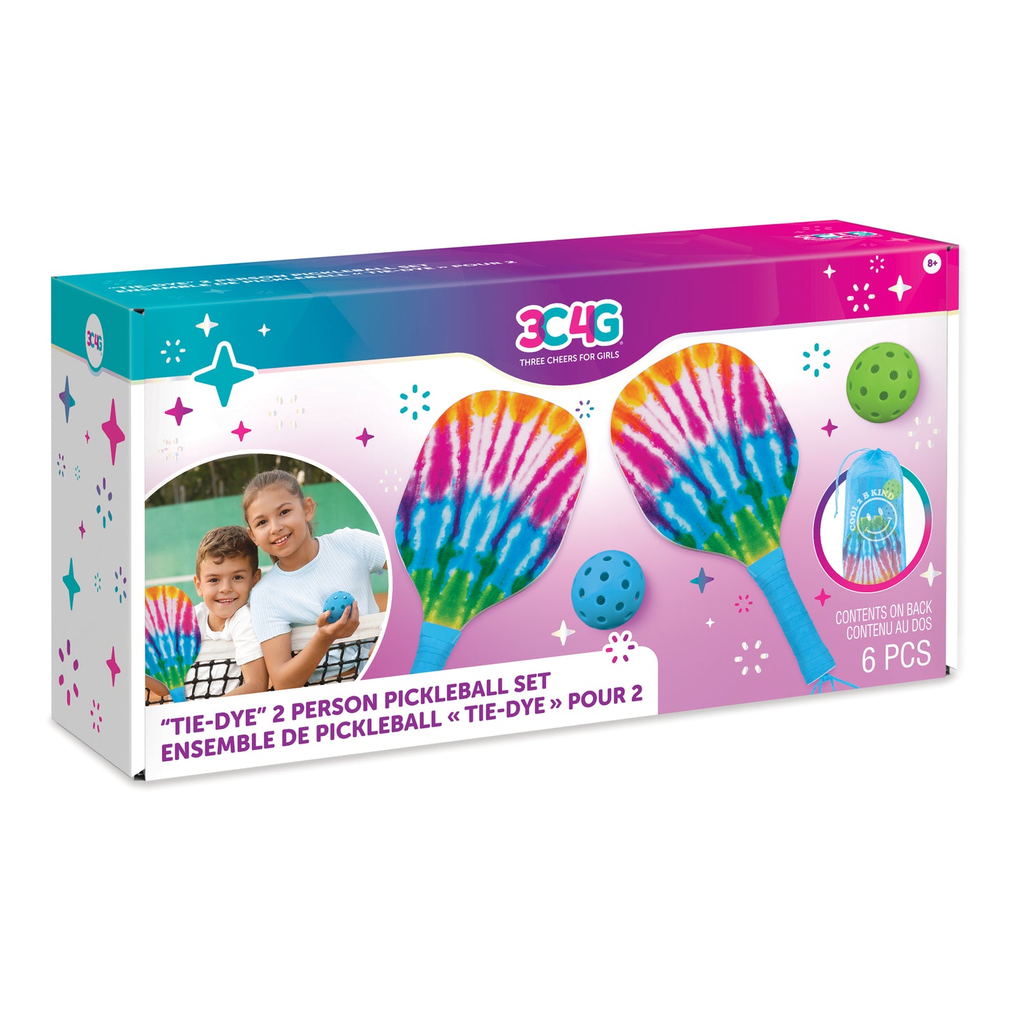 “Tie-Dye” 2 Person Pickleball Set