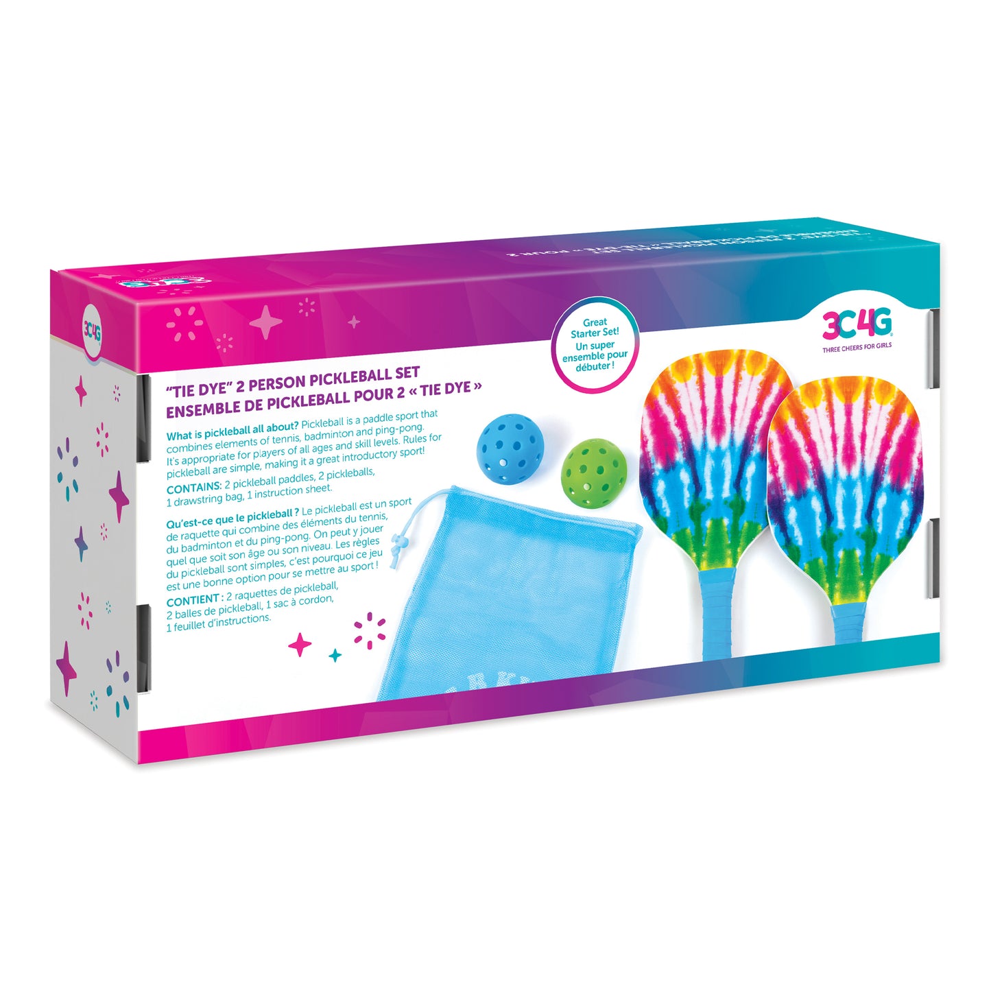 “Tie-Dye” 2 Person Pickleball Set