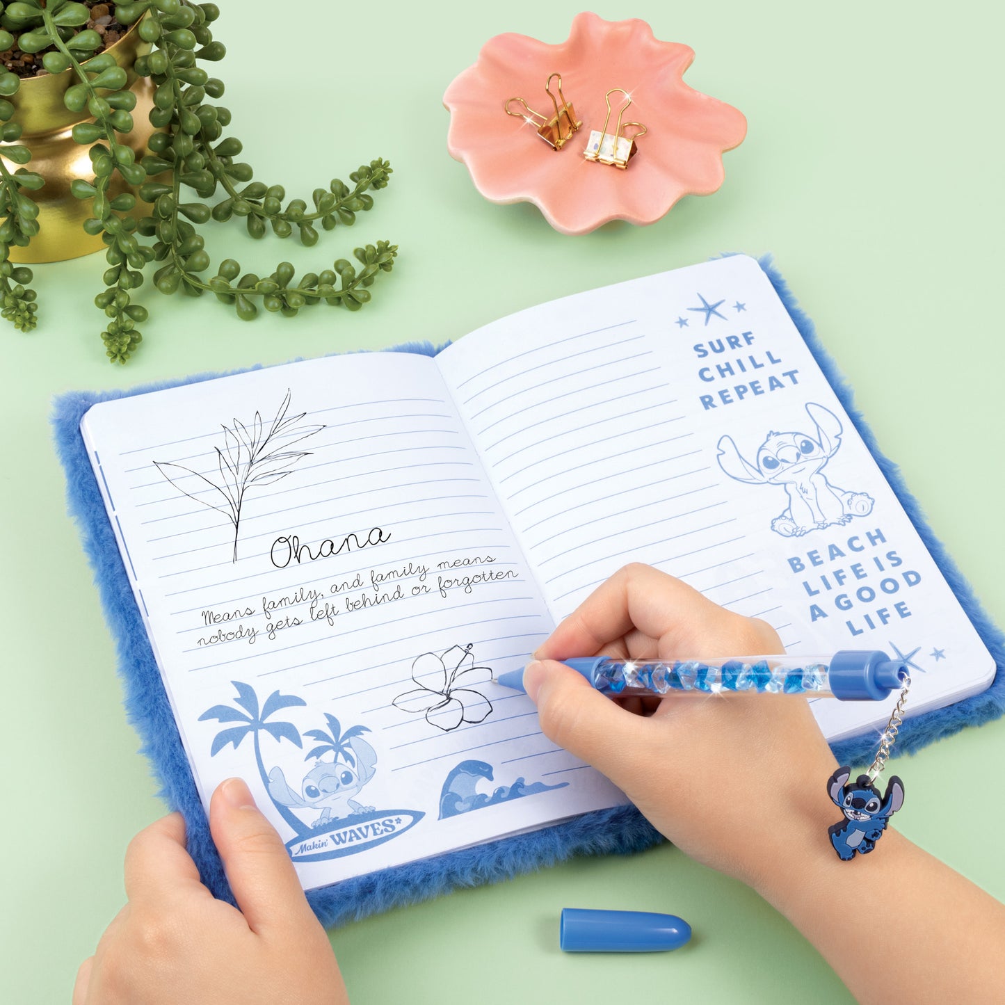 Stitch Cool Vibes Fuzzy Journal and Pen