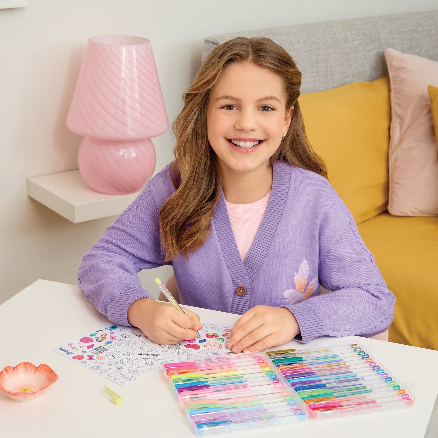 30 Gel Pen Set with Color Your Own Sticker Sheets