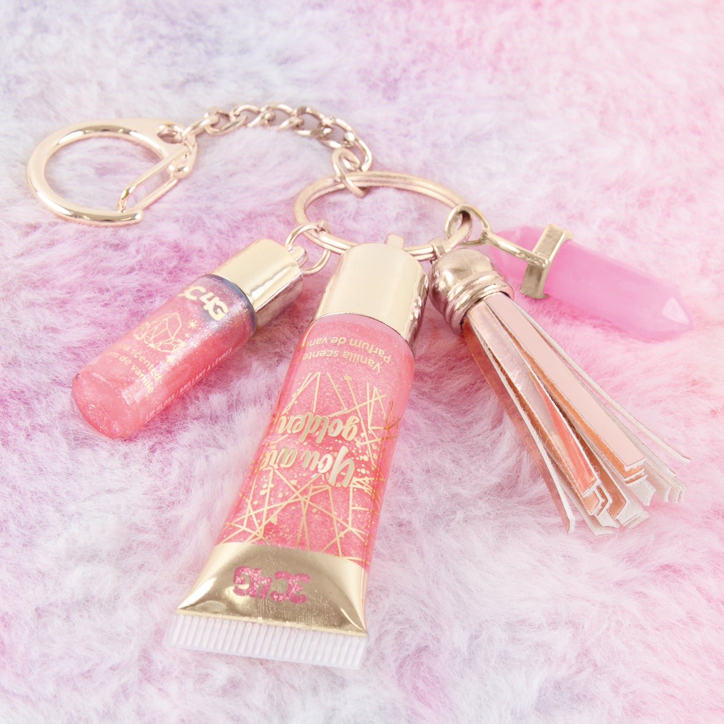 Pink & Gold Keychain Lip Gloss