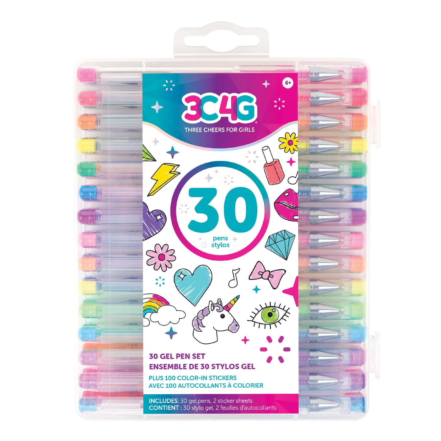 30 Gel Pen Set with Color Your Own Sticker Sheets