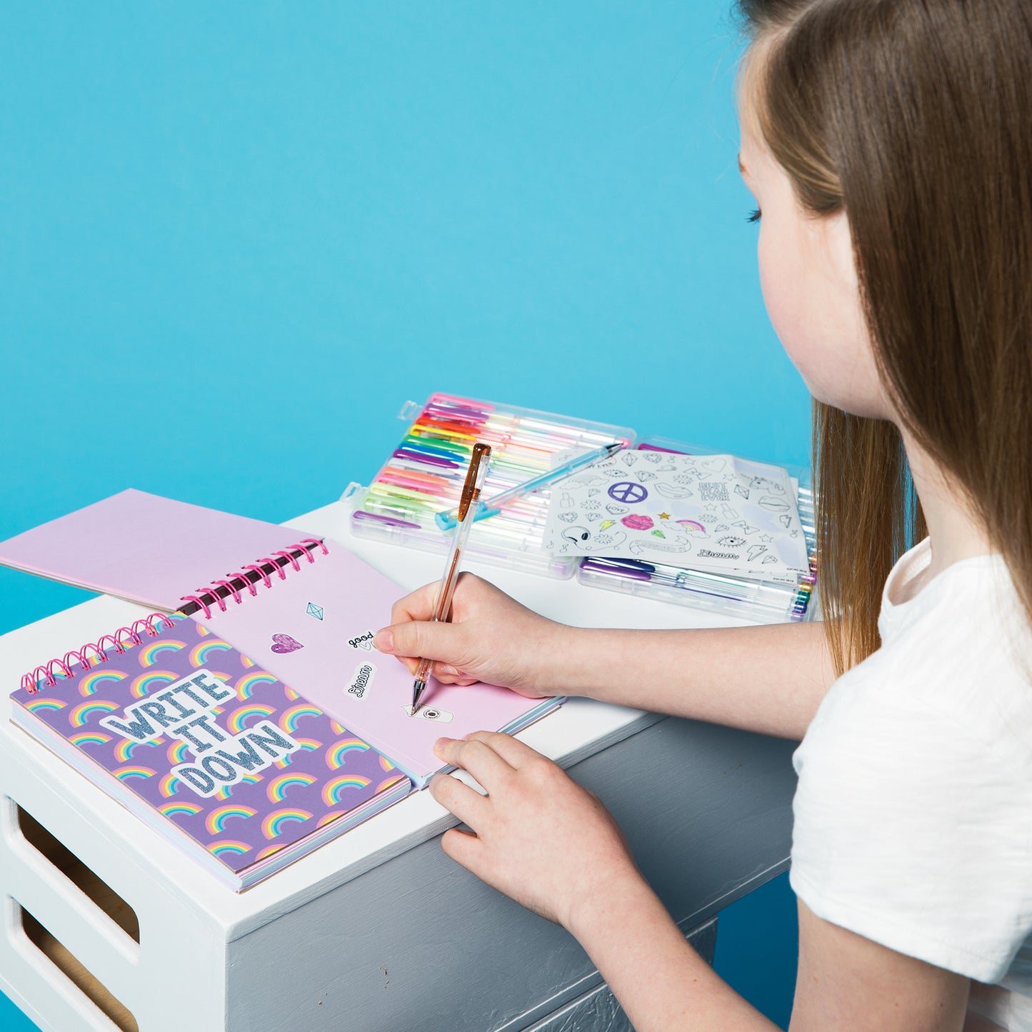 30 Gel Pen Set with Color Your Own Sticker Sheets