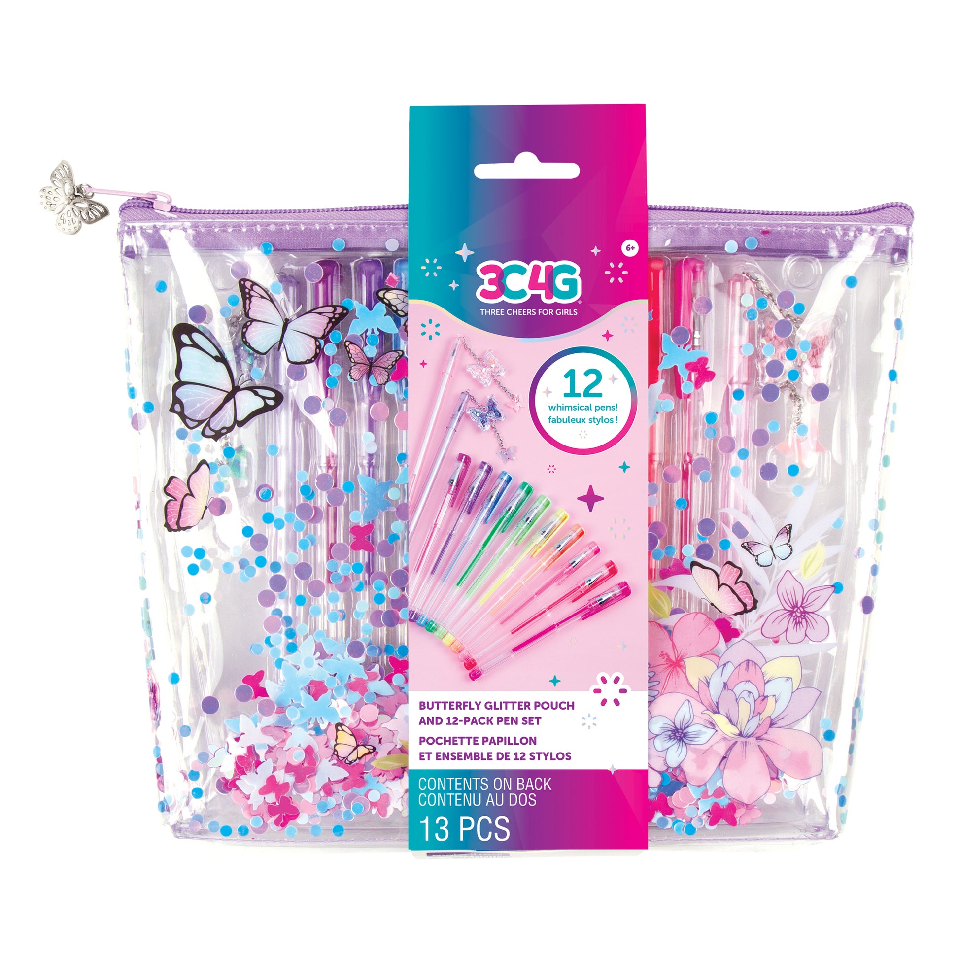 Butterfly Glitter Pouch and 12-Pack Pen Set – Make It Real