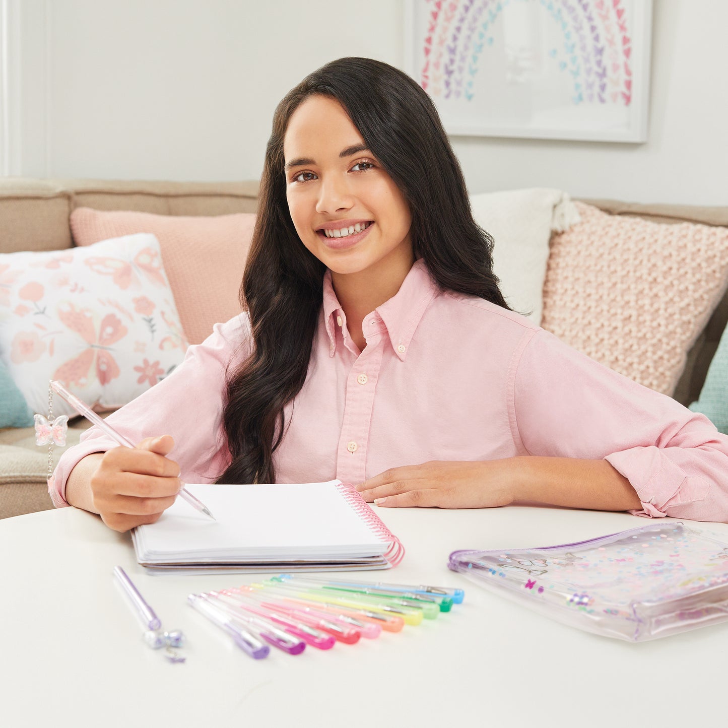 Butterfly Glitter Pouchand 12-Pack Pen Set