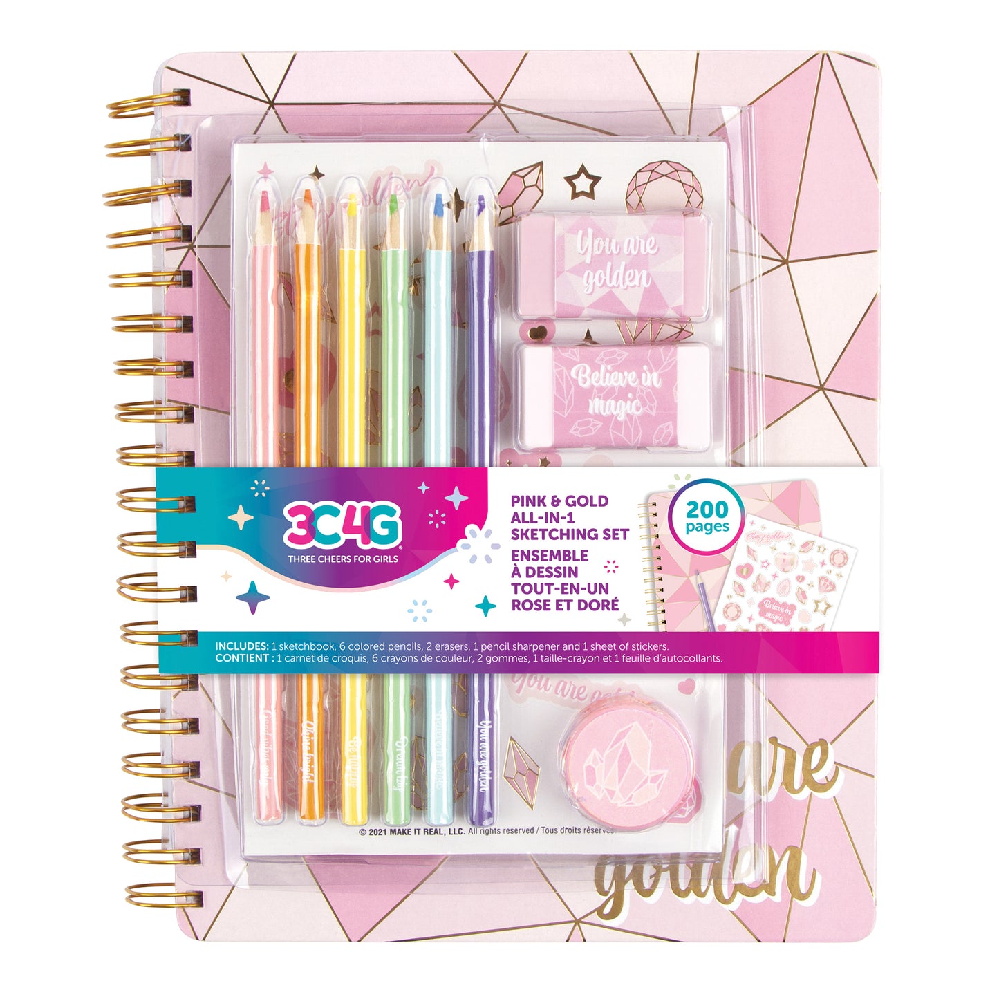3C4G Pink & Gold All in 1 Sketching Set