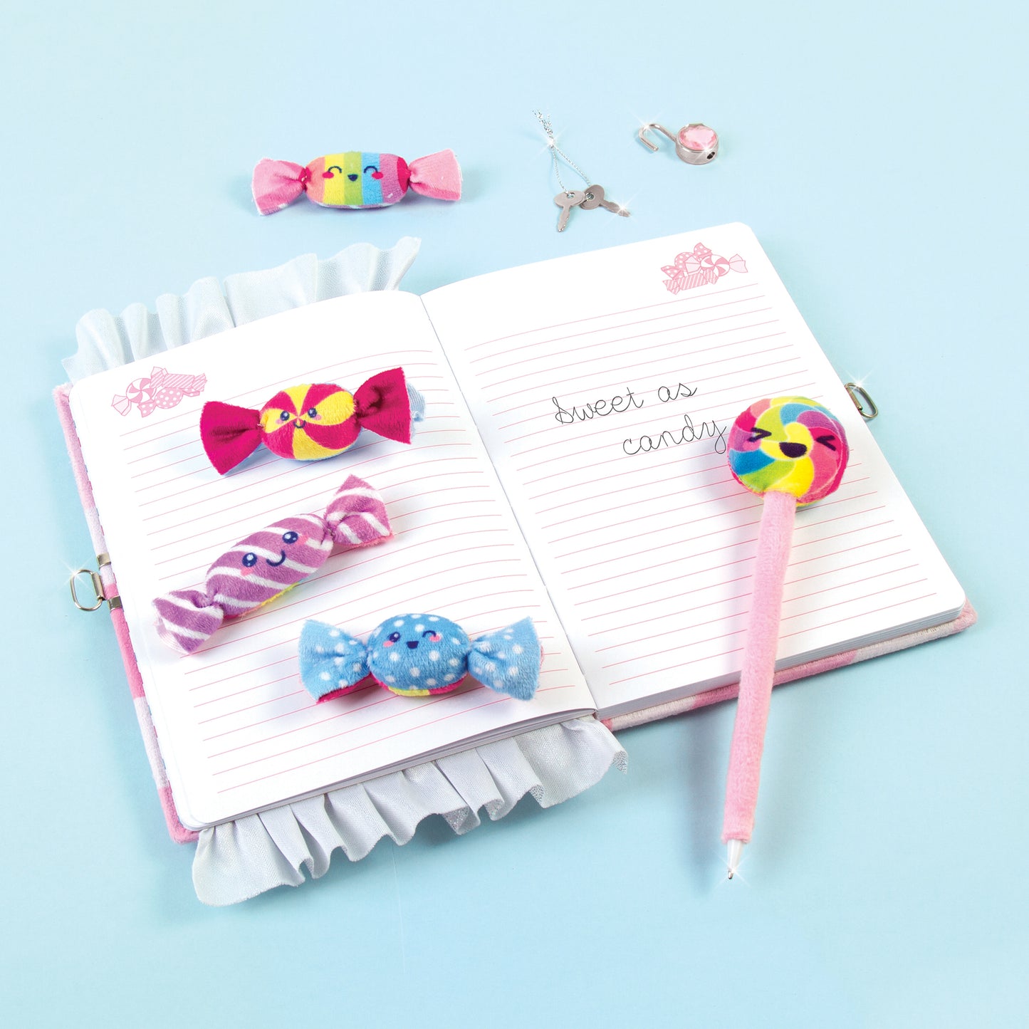 Candy Plush Pocket Locking Journal with Pen