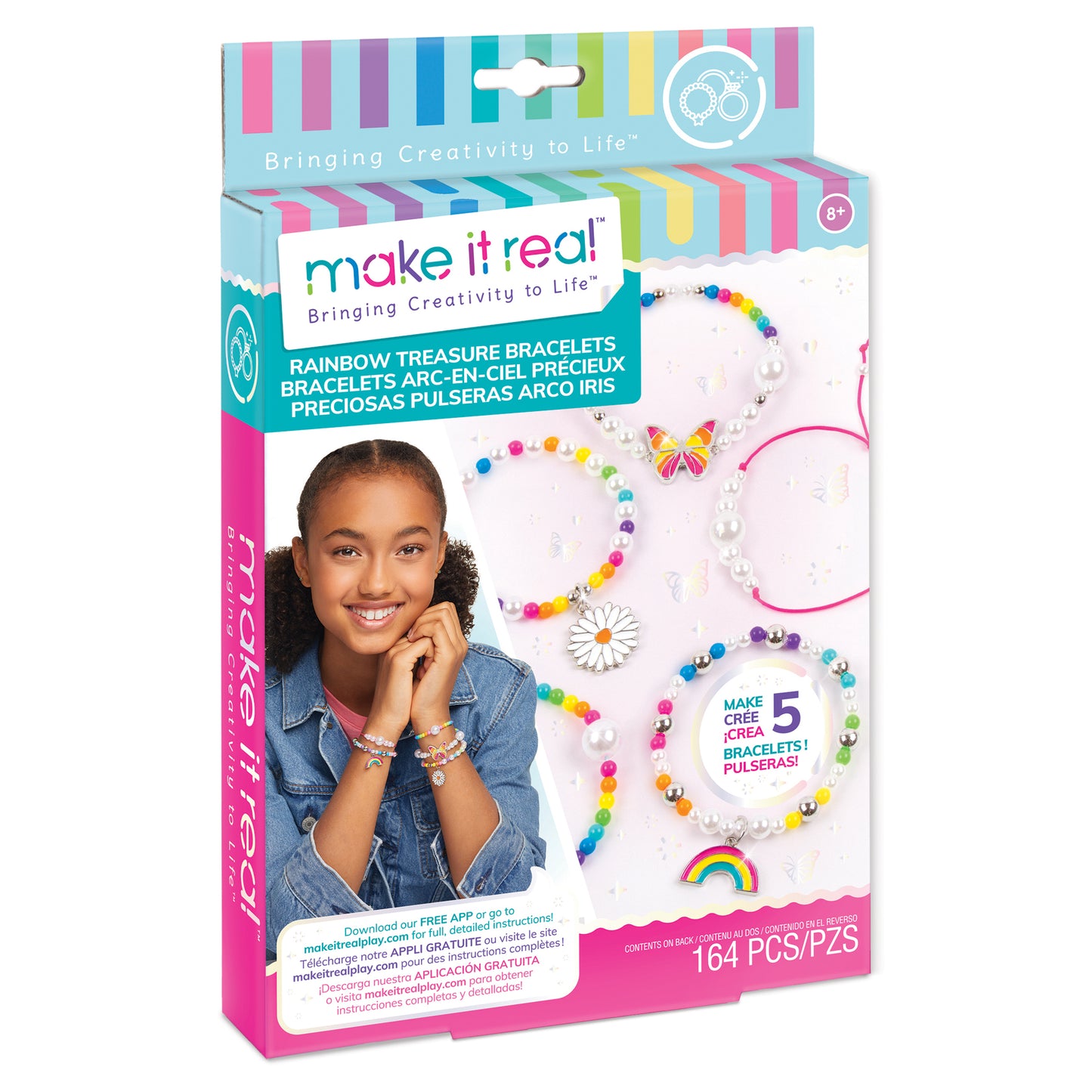 Create 5 colorful DIY bracelets with the Rainbow Treasure Bracelet Kit 