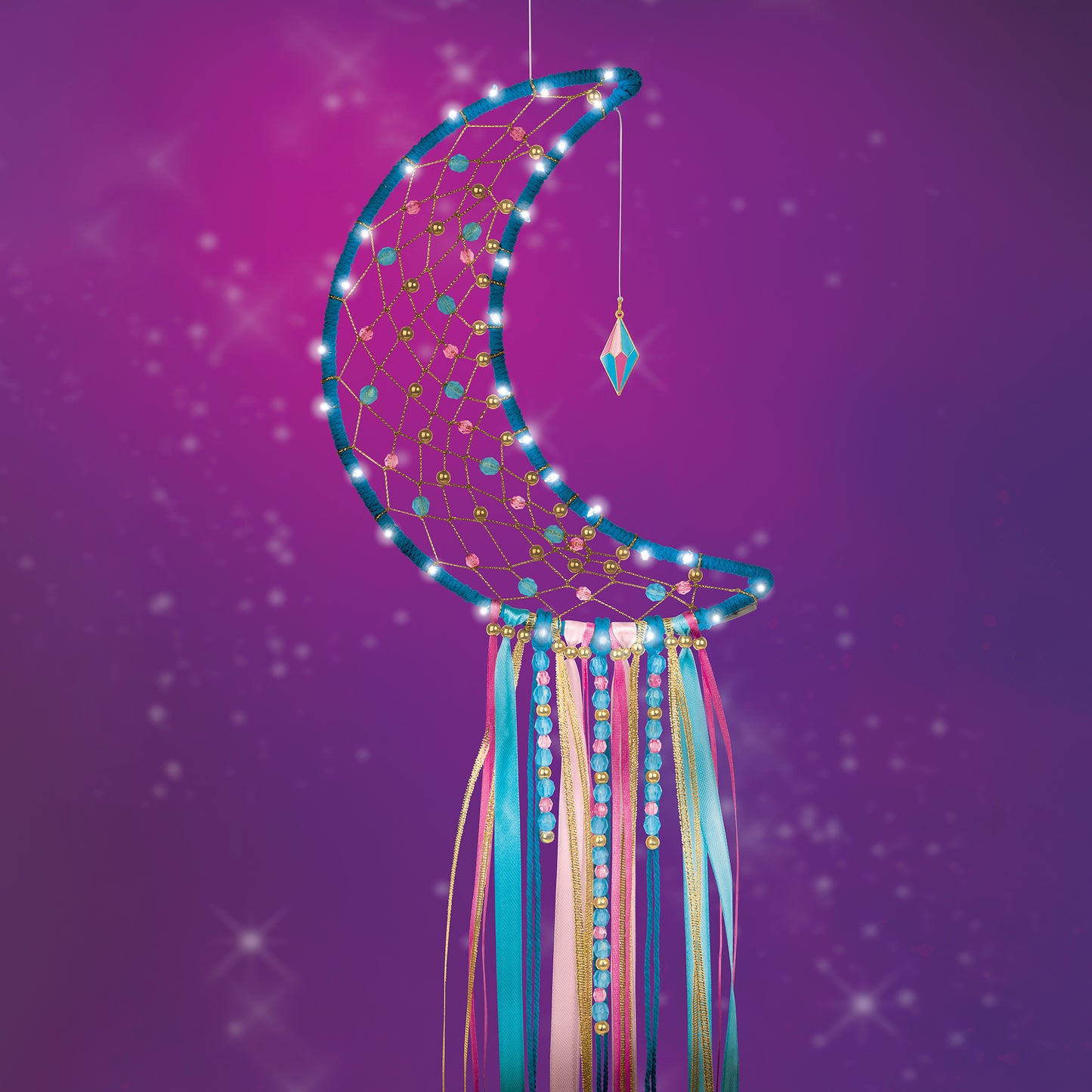 Lunar Dream Catcher With Lights - Blue