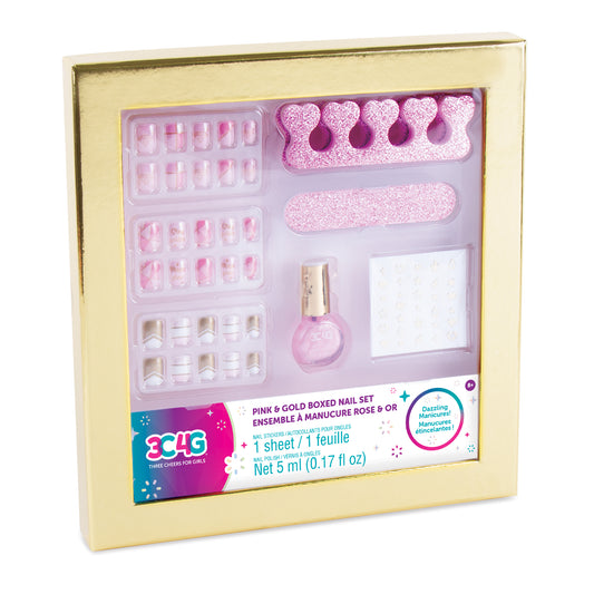 Pink & Gold Boxed Nail Set
