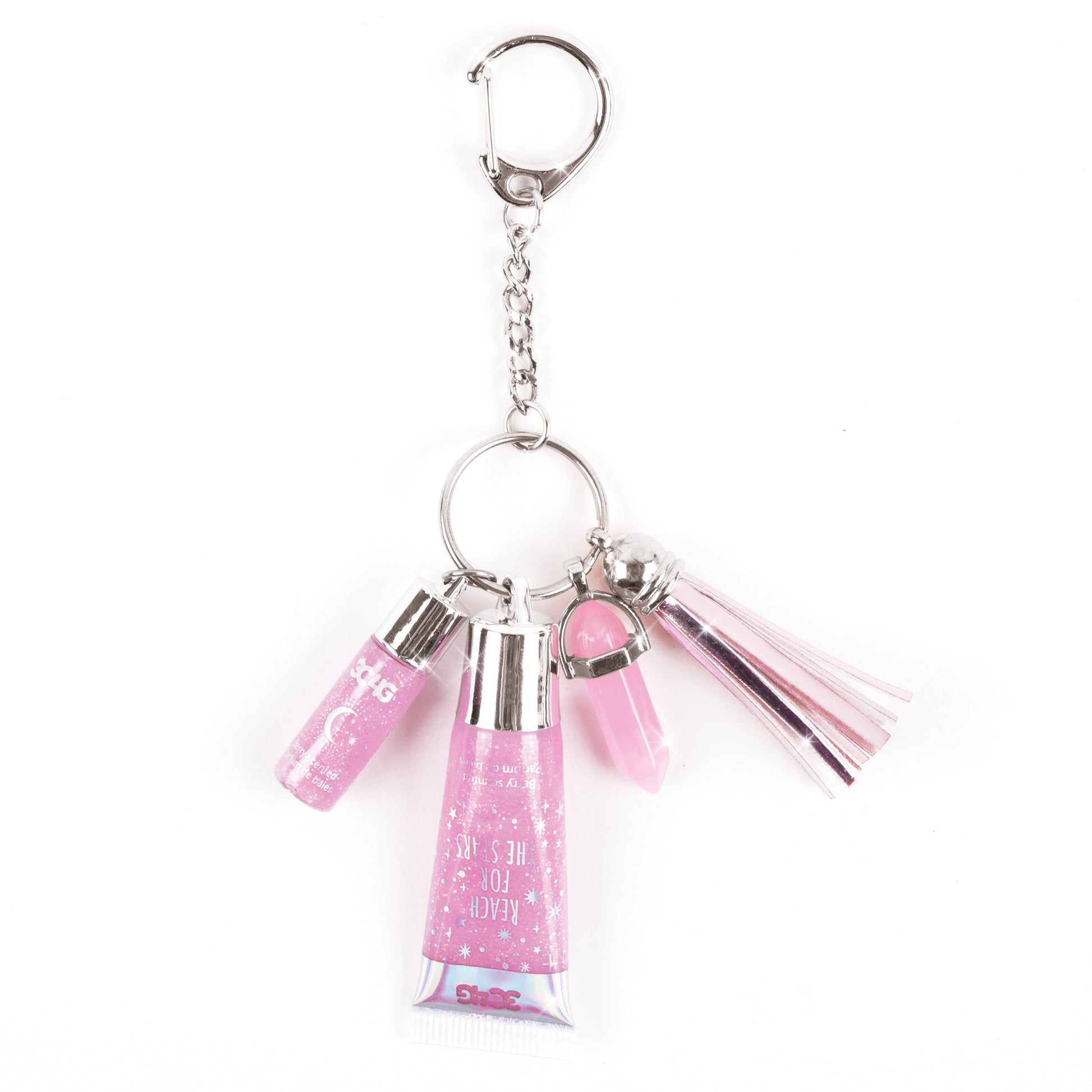 Makeup, Letter Key Ring With Clear Lip Gloss