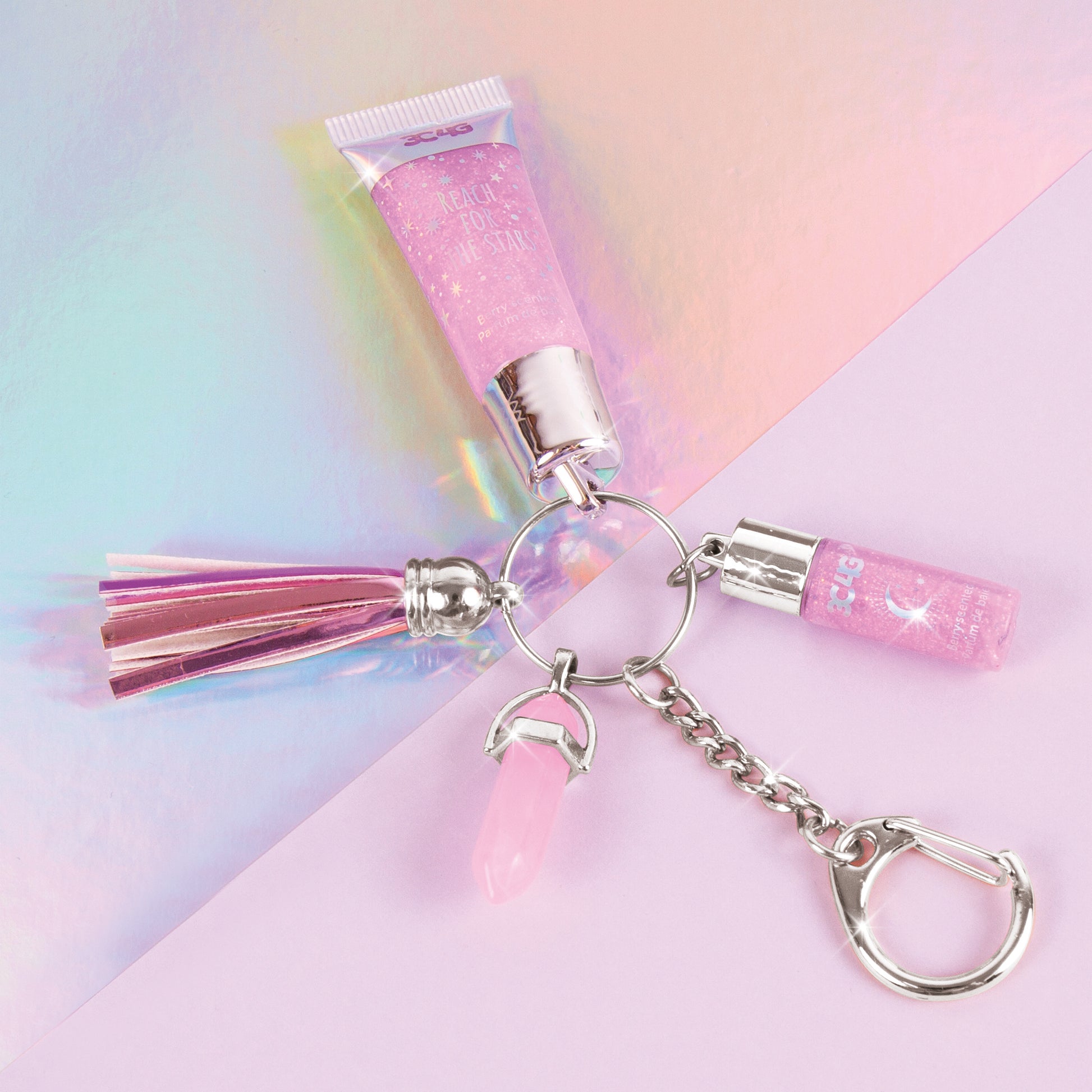 Makeup, Letter Key Ring With Clear Lip Gloss