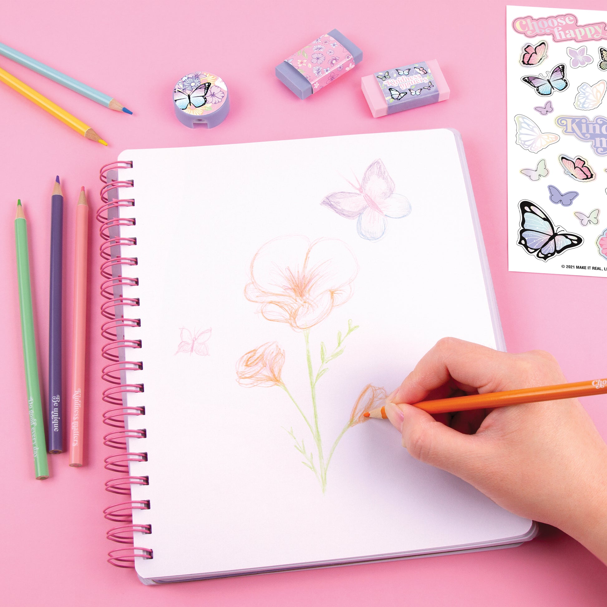 Butterfly Sketchbook and Drawing Set – Make It Real