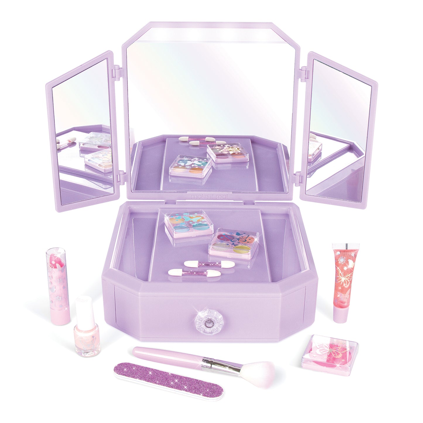 Deluxe Light Up Mirrored Vanity & Cosmetic Set