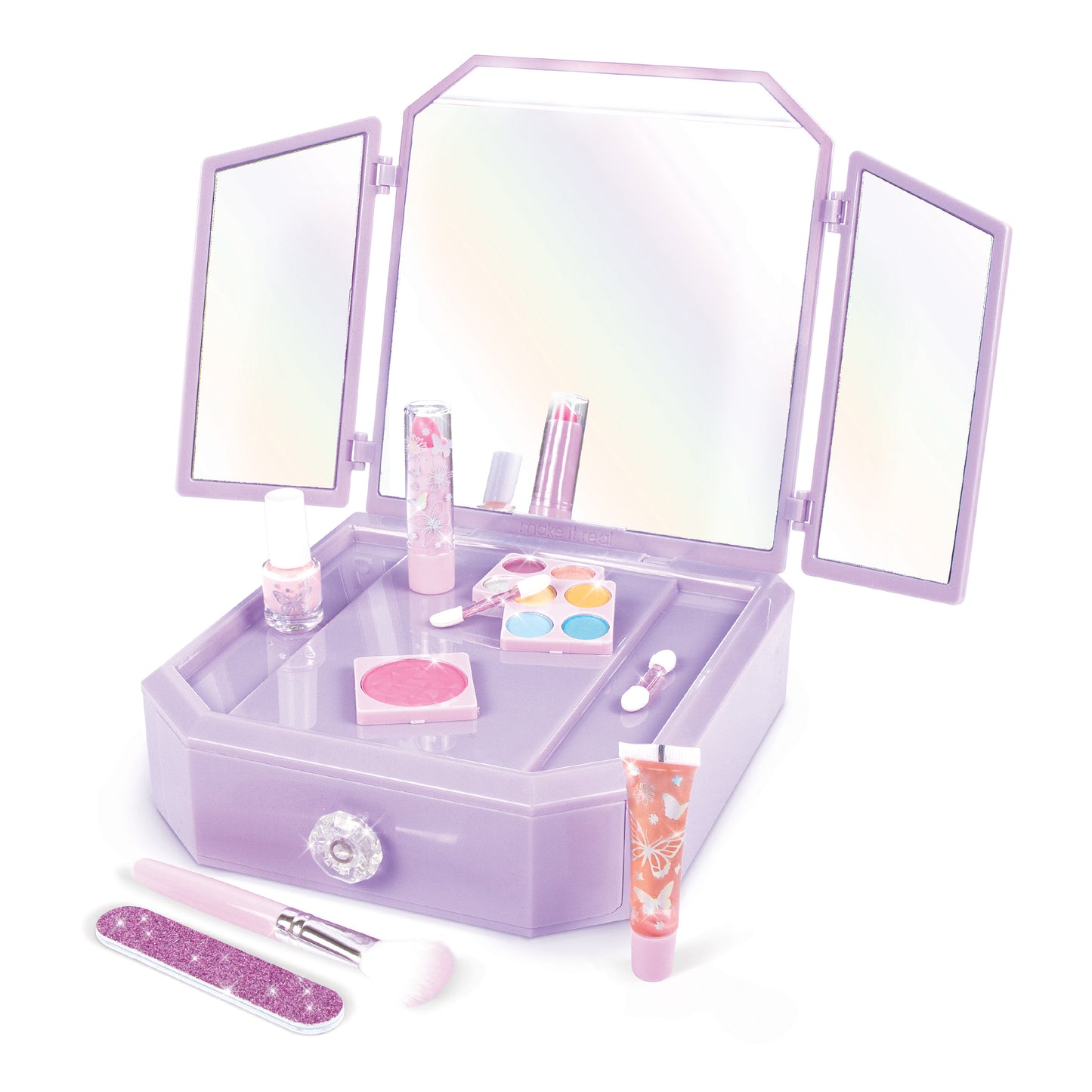 Deluxe Light Up Mirrored Vanity & Cosmetic Set