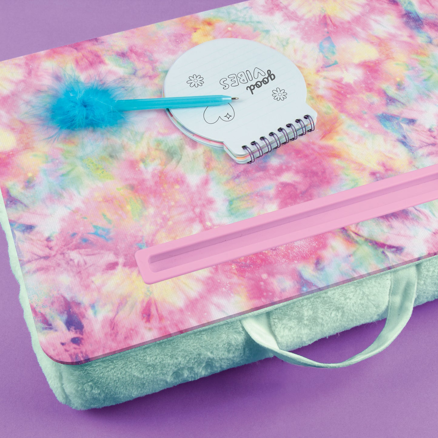 Pastel Tie Dye Faux Fur Lap Desk